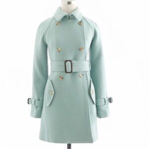 J. Crew  Neptune Green Stadium Double Breasted Coat With Belt
